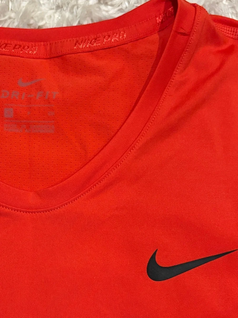 Nike Pro Fire Red / Blood Orange Short Sleeve Performance Tee Dri Fit Running